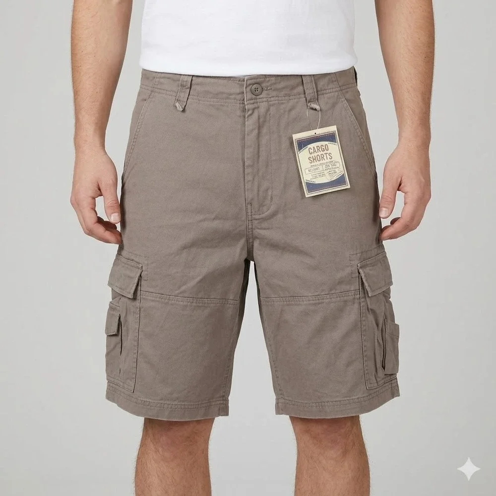 Steve & Barry's Mens Cargo Shorts Taupe Size 34 NWT‎